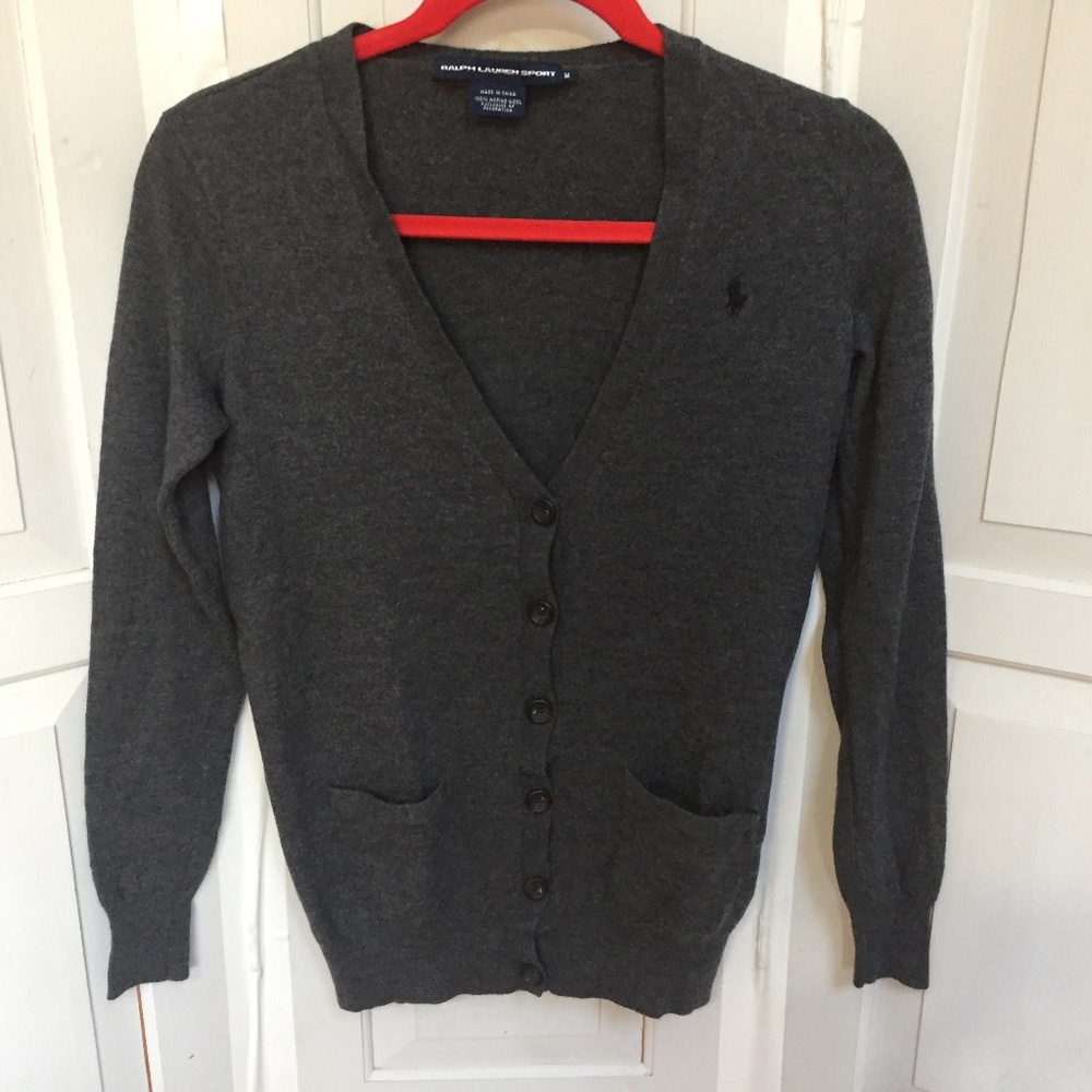 Ralph Lauren Dark Gray V-Neck Button Cardigan